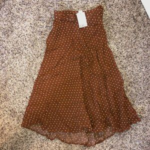 H&M Brown Midi Skirt White Polka Dots